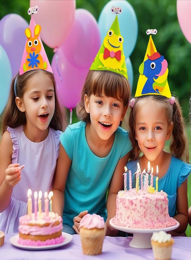 ويمبلي قبعات عيد ميلاد ويمبلي السعيدة لحفلات أعياد الميلاد للأطفال، عبوة من 6 قبعات إسفنجية ناعمة ملونة بتصاميم حيوانات لطيفة، لوازم حفلات ممتعة واحتفالية للأولاد والبنات - Image 3